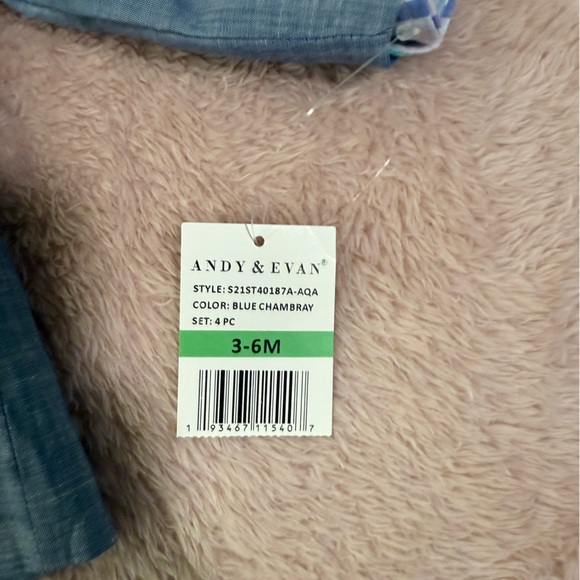 Andy & Evan Blue Chambray Baby Suit Set - Picture 4 of 8